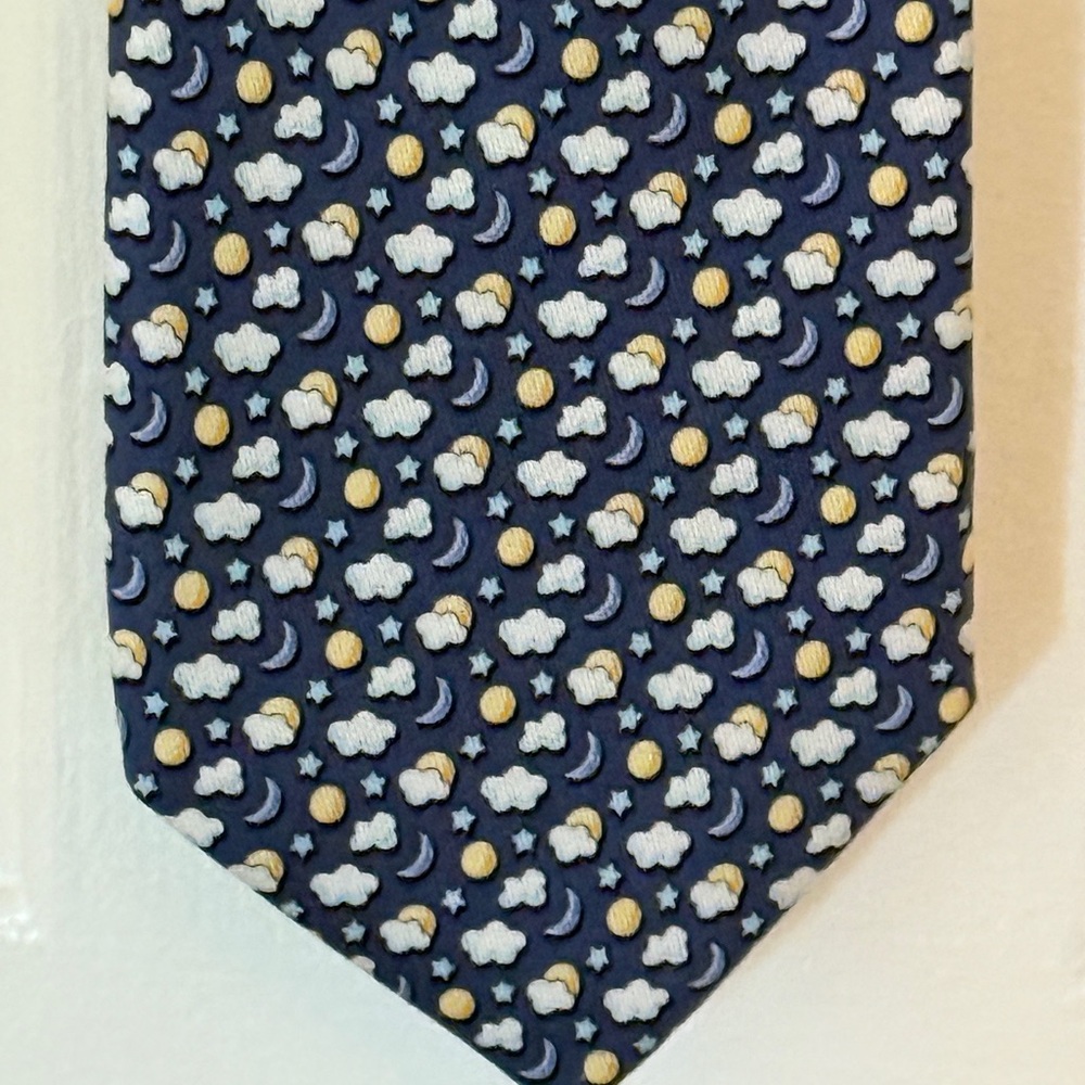 Men’s Vineyard Vines navy necktie - suns, moons, clouds, and stars print